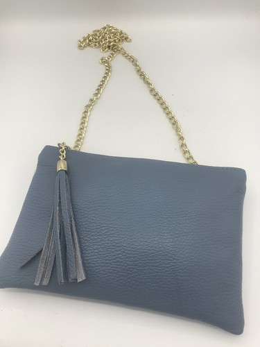 Borsa in vera pelle pochette piccola Azzurra | eBay