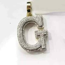 2Ct Round Cut REAL Moissanite 14K Yellow Gold Plated Customize G Letter Pendant