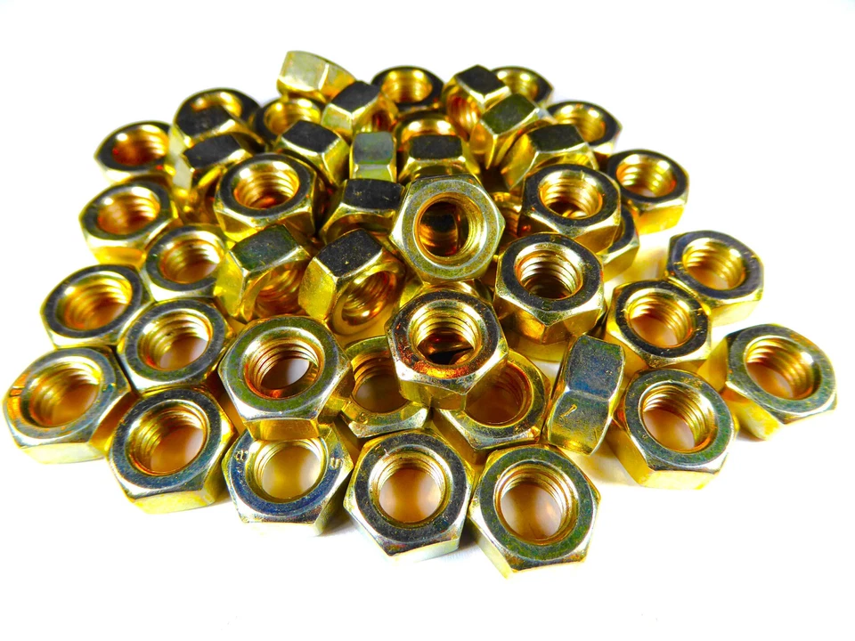 OLDTIMERSCHRAUBEN24 50 x Tuerca DIN 934 M8, amarillo galvanizado