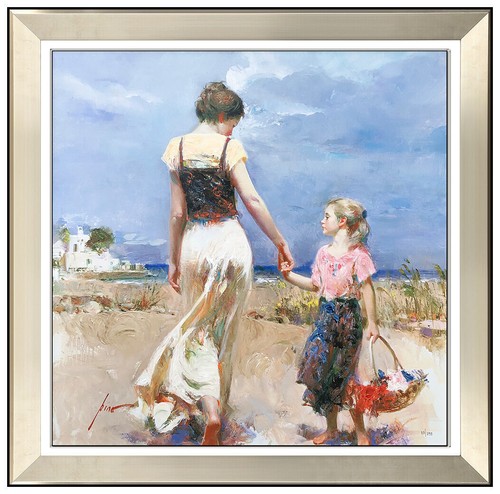 PINO Daeni Original Embellished Giclee on Canvas Large Signed Lets Go Home Art - Picture 2 of 5
