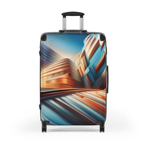 Suitcase_3 Size_PC+ABS_Trolley Spinner_Hard Shell_Geometric Stripes(Only Front) - Picture 1 of 13