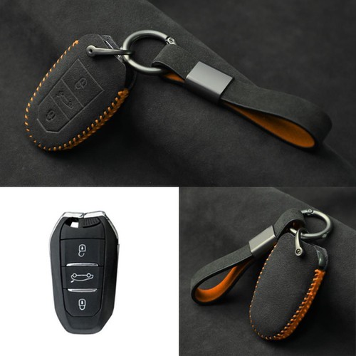 Full Suede Covered Key Fob Remote Protector Holder Cover Case For Peugeot 3008 - Picture 4 of 7