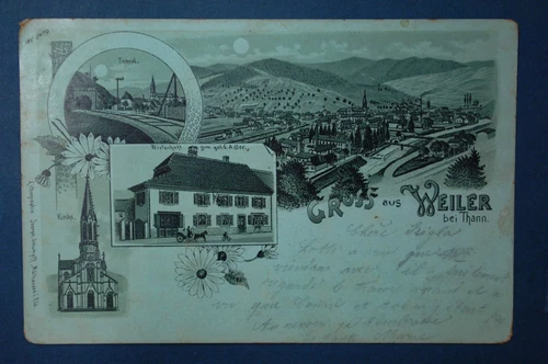 GREETING FROM WEILER NEAR THANN - stamp on the verso du 12. 6. 99. ( 1899 )