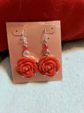 Beautiful NWT Hanging Rose Earrings Red Hook Drop Dangle 1783