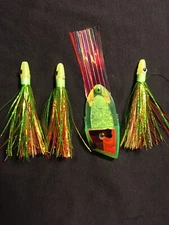 High Percentage Salmon Trolling Flies And Bait/Meat Rigs-Chartreuse UV/Glow