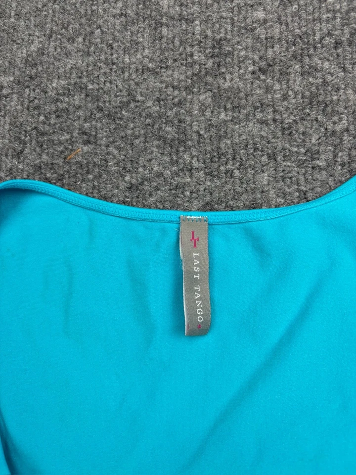 Camiseta sin mangas Last Tango acanalada XL azul elástico nailon cuello redondo sin mangas hecha en EE. UU. Foto 2 de 4