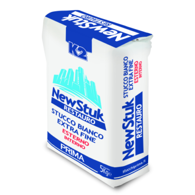 Stucco In Polvere NEW STUK RESTAURO 5kg - Bianco Extra Fine, Per Interni Ed Esterni, Resistente All'Acqua