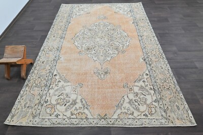 Oushak Turkish Vintage Rug 6x9 Kilim Rug Anatolian Handmade Boho Decor ORANGE