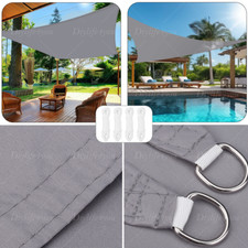 Image of UK HEAVY DUTY SUN SHADE SAIL GARDEN PATIO AWNING CANOPY 98% UV BLOCK WATERPROOF