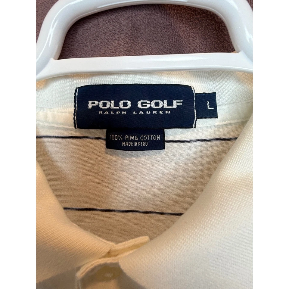 Polo Golf Ralph Lauren Striped Pima Cotton Golf Polo L OCEAN FOREST MEMBER LOGO - Image 3 of 4