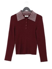 Sandro Womens Polo M Red 100% Other Long Slee...