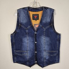 Concealed Carry Mens Denim Vest Western Biker Snap Front Motorcycle Metagear L