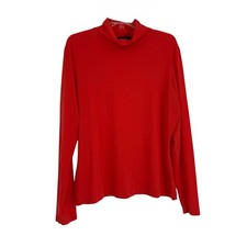 St. John Mock Neck Top Long Sleeve Stretch Women's Size XL Salmon Pullover Nylon