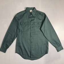Vintage 1960s Big Mac JC Penny Mechanic Work Button Up Shirt Green M 15-15.5