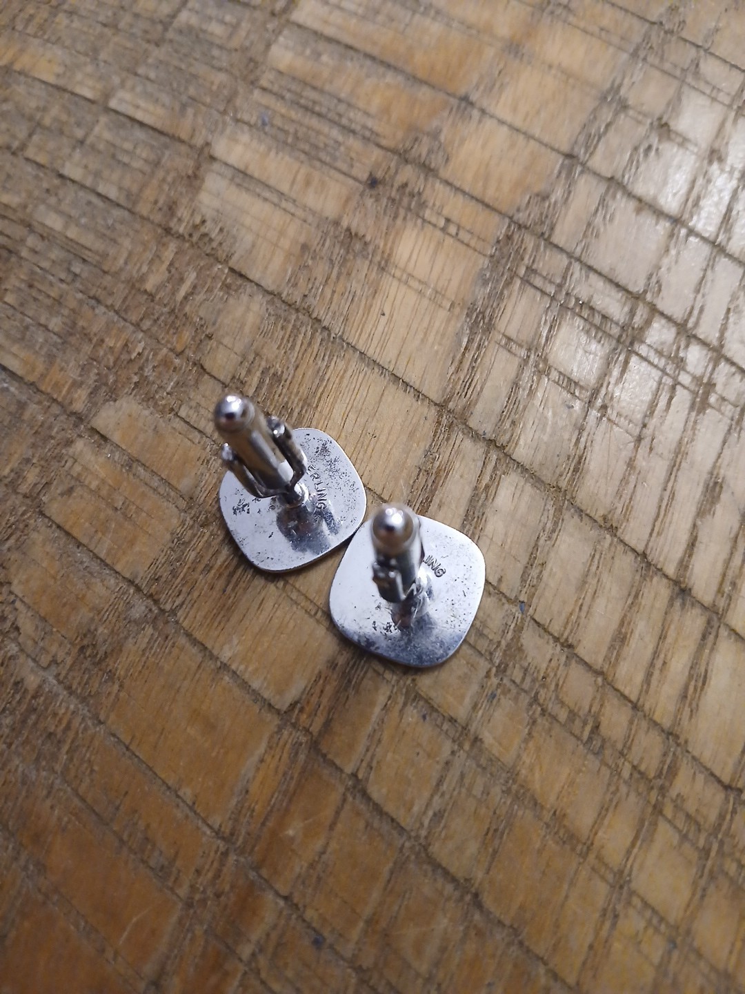 Sterling Silver Rectangular Plain Cufflinks - image 2