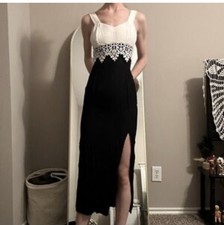 Y2K Jessica McClintock Gunne Sax Formal Long Sleeveless Dress Sz 3/4 White Lace