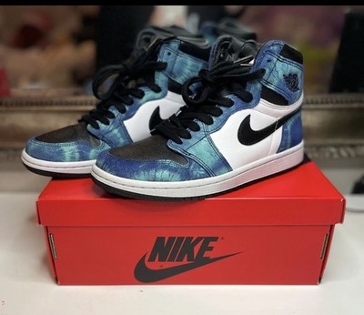 Nike Air Jordan 1 High OG Tie Dye Blue Black White High-Top Sneakers Retro