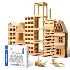 100pcs Wooden Building Blocks Set,Solid STEM Building Toys for , Preschool Le...
