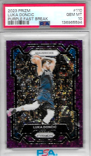 2023 PANINI PRIZM BASKETBALL LUKA DONCIC PURPLE FAST BREAK PRIZM 75/75 PSA 10