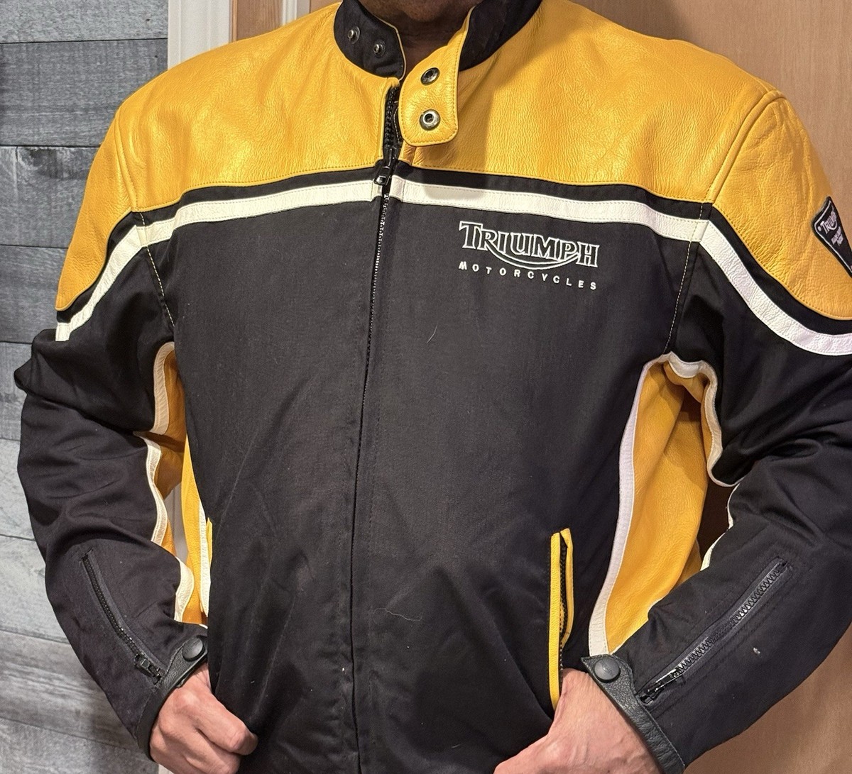 Triumph Motorcycle Limited Yellow and Black Riding Jacket 48-58 | eBay
