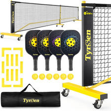 Pickleball Net Set, Pickleball Net on Wheels for Driveway Backyard, 22FT Regular