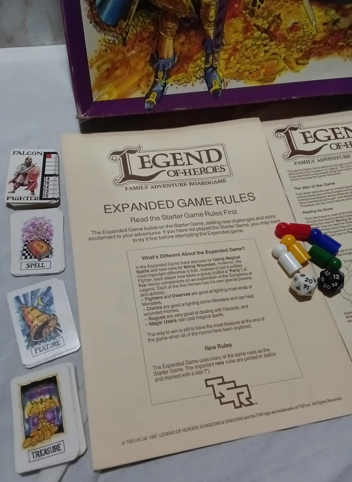 100% LEGEND OF HEROES 1987 Dungeon Board game Vintage TSR - 100% Complete -Used - Image 3 of 4