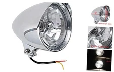 Chrome Billet Motorcycle Headlight 5 3/4" Tri-Bar High Low Beam w/Visor 