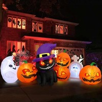 Halloween Deko Aufblasbar KüRbis 2,4M Mit Geist & Katze FüR Outdoor