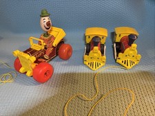 FISHER PRICE VINTAGE LOT 1965 Jolly Jalopy Clown And Toot Toot Engine 643