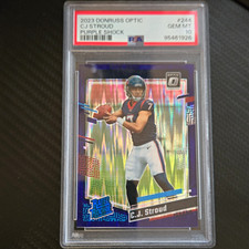 PANINI 2023 DONRUSS OPTIC C.J. STROUD RATED ROOKIE PURPLE SHOCK PSA 10 #244
