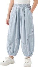 Girls Summer Pants Baggy Parachute Joggers Lightweight Pants
