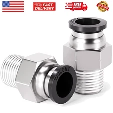 Male Straight 1/4 Inch Tube OD x 1/8 Inch NPT Thread Push to Connect Fittings...
