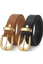 JASGOOD Women Leather Belt for Pants Jeans Ladies Belt 110CM 2 Pack