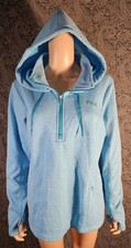 FILA Sport Aqua Blue Jersey Fleece Long Sleeve Hoodie Pullover 1/4 Zip Jacket