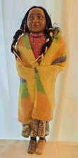 Early Vintage Native America Skookum Doll 16" with baby straw stuffing