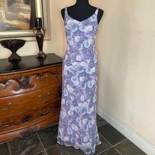 Vintage 90s lavender and white rose print formal dress Zum Zum by Niki Liva