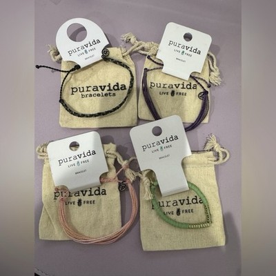 Pura Vida Bracelet Set bundle of 4 NWT- Black, Purple, Pink, Green