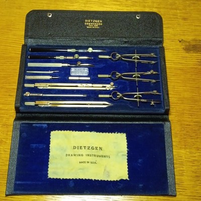 Complete Dietzgen Commander Drawing Instruments Architect Set Vtg