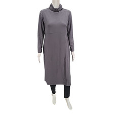 Women with Control Tummy Control Midi Dress Side Slit Petite Medium Size Gray