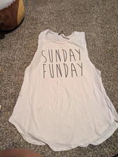 One Clothing Women's Tank Top Sunday Funday Graphic Print White Size L