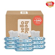 Extra Gentle Unscented Baby Wipes - 60 Count Pack of 9, 540 Total - Plant-Based