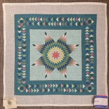 Handpainted Needlepoint Canvas Blue/Green Solaris Star Read Description