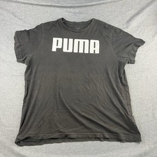 Puma Shirt Mens 2XL Black Graphic Logo Athletic Running T-Shirt Tee Training