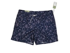 Goodfellow Co Swim Trunks Mens XL Navy Tropical 7" Inseam Quick Dry Lined