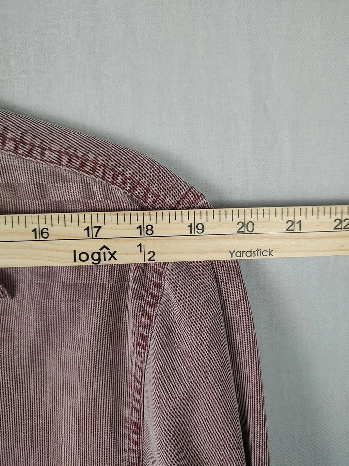 The Territory Ahead Shirt Mens Medium Burgundy Silk Cotton Long Sleeve Button Up - Image 2 of 4