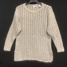 VTG Paul Harris Design Long Sweater Silk Mohair Wool Blend Womens L Cable Knit