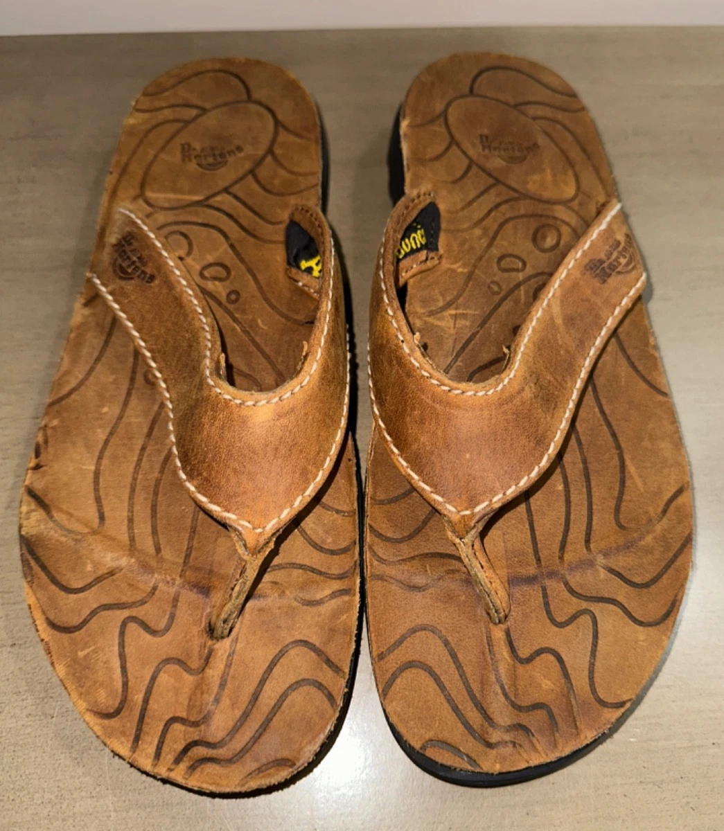 VTG Doc Martens Leather Thong Sandals Boho Southwestern Made In England sz 9 Vintage Dr Martens slip on sandals UK Size 6 US Women Size 7  main image 4