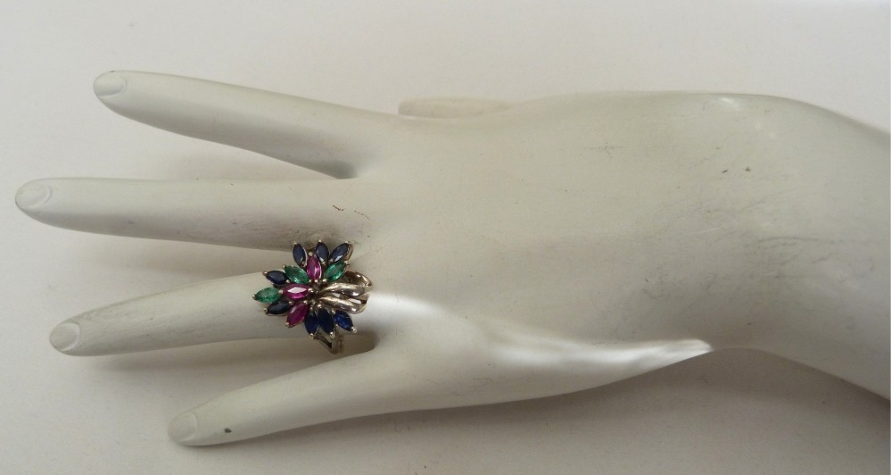 DESIGNER SIGNED EMERALD SAPPHIRE RUBY GEMSTONES S… - image 1