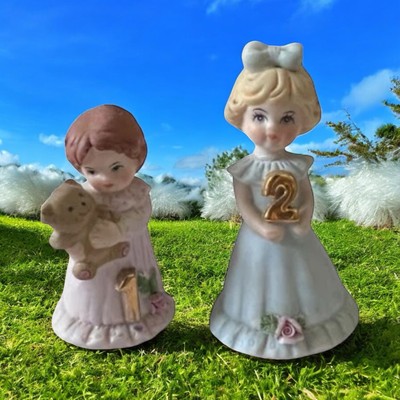 Enesco Growing Up Birthday Figurine Set First And Second Birthdays Porcelain 2 