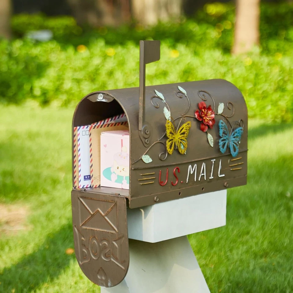 Heavy Duty Mailboxes for Outside, Mail Boxes Post Mount,Decorative Brown - Image 4 of 4